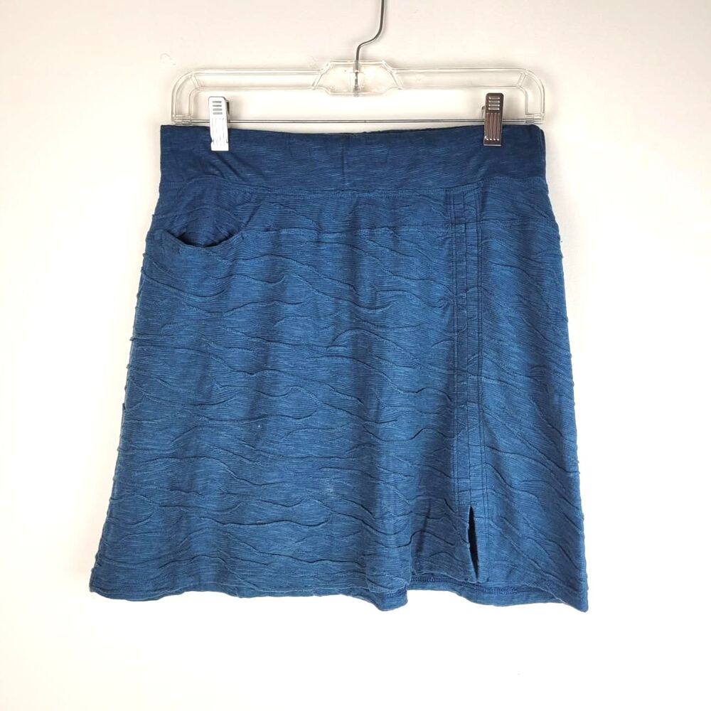 Toad & Co deep teal blue textured organic cotton mini skirt S sporty casual